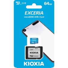 Kioxia Mikro SD Atmiņas karte ar Adapteri Kioxia Exceria UHS-I Klase Nr. 10 / Klase 10 Zils 64 GB