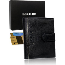 Ronaldo Мужской большой кожаный кошелек с вертикальной молнией и защитой RFID -