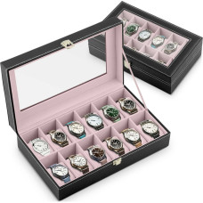 Massido Szkatułka na 12 zegarków Massido MS-710 czarno-łososiowa