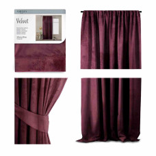 CURT/AH/VELVET/PLEAT/BURGUNDY/140X270/1PC