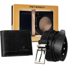Peterson Подарочный набор: мужской кожаный кошелек и ремень из натуральной кожи -