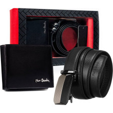 Pierre Cardin Подарочный набор: кожаный кошелек и мужской ремень с автоматической пряжкой -
