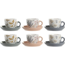 Dkd Home Decor Krūzīšu komplekts ar apakštasēm DKD Home Decor Porcelāns Daudzkrāsains 90 ml