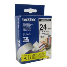 Brother Laminēta lente iekārtu marķēšanai Brother TZE251 2,4 cm 8 m Balts Melns Melns/Balts