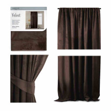 CURT/AH/VELVET/PLEAT/D.BROWN/140X270/1PC