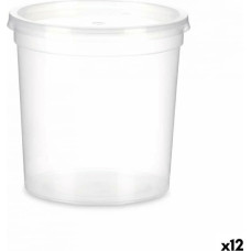Leknes Круглая коробочка для завтраков с крышкой Прозрачный полипропилен 1 L 12,5 x 12,5 x 12,5 cm (12 штук)