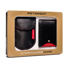 Peterson Подарочный набор: мужской кошелек из натуральной кожи, чехол для ключей и карт -