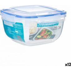 Leknes Hermētiska Pusdienu Kastīte Kvadrāta Caurspīdīgs Plastmasa 2,4 L 20 x 11 x 20 cm (12 gb.)