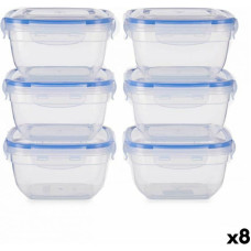 Leknes Pusdienu kastīšu komplekts Hermētisks Zils Caurspīdīgs Plastmasa 900 ml 14,5 x 8,5 x 14,5 cm (8 gb.)