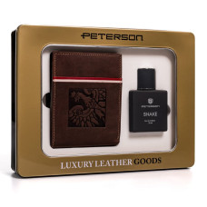 Peterson Подарочный набор: мужской коричневый кожаный кошелек и туалетная вода -