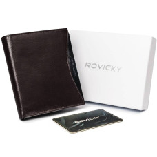 Rovicky Вместительный мужской кошелек из натуральной лицевой кожи с защитой RFID -