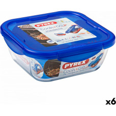 Pyrex Герметичная коробочка для завтрака Pyrex Cook & go 21 x 21 x 9 cm Синий 1,9 L Cтекло (6 штук)