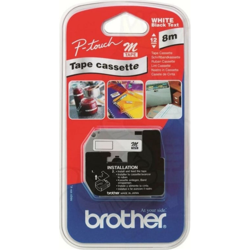 Brother Laminēta lente iekārtu marķēšanai Brother MK221 9 mm x 8 m Melns Balts