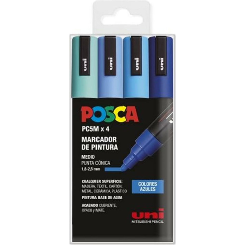 Posca Marķieru komplekts POSCA PC-5M Zils 4 Daudzums