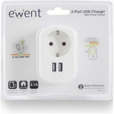 Ewent WSienas ligzda ar 2 USB Portas Ewent EW1211 3,1 A