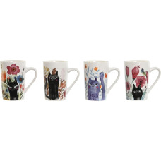 Home Esprit Кружка Mug Home ESPRIT Разноцветный Фарфор кот (4 штук)