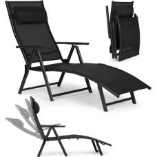 Dārza pludmales krēsls, nolokāms, regulējams atzveltnes, tērauda konstrukcija.