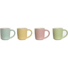 Home Esprit Komplekts ar kafijas tasēm Home ESPRIT Dzeltens Zils Zaļš Rozā Porcelāns 90 ml 4 Daudzums