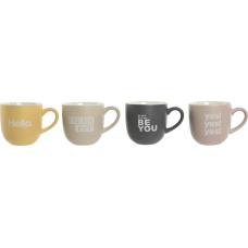 Home Esprit Набор из 4 кружек Mug Home ESPRIT Жёлтый Бежевый Серый Розовый Фарфор 410 ml