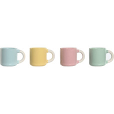 Home Esprit Komplekts ar kafijas tasēm Home ESPRIT Dzeltens Zils Zaļš Rozā Porcelāns 110 ml 4 Daudzums