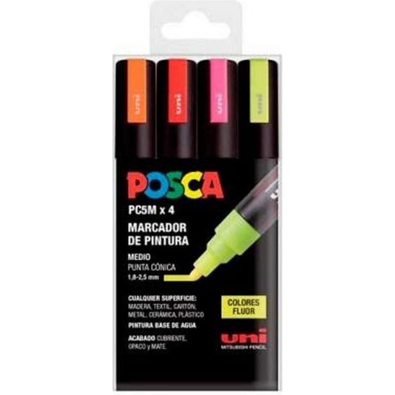 Posca Marķieru komplekts POSCA PC-5M Fluor 4 Daudzums