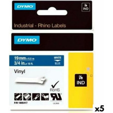 Dymo Laminēta lente iekārtu marķēšanai Dymo Rhino 19 mm x 5,5 m Zils Balts Vinila (5 gb.)