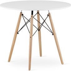 Leobert Современный журнальный столик в скандинавском стиле, белая круглая столешница, 90 см.