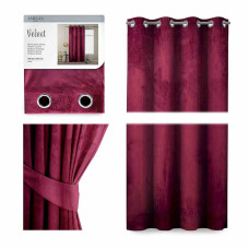 CURT/AH/VELVET/EYELETS/WINE/140X245/1PC