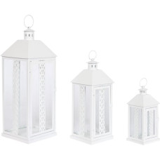 Home Esprit Фонарь Home ESPRIT Balts Stikls Dzelzs Shabby Chic 20 x 20 x 55 cm (3 Daudzums)