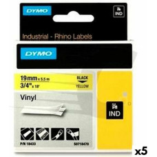 Dymo Laminēta lente iekārtu marķēšanai Rhino Dymo ID1-19 19 x 3,5 mm Melns Dzeltens Pašlīpoši materiāli (5 gb.)