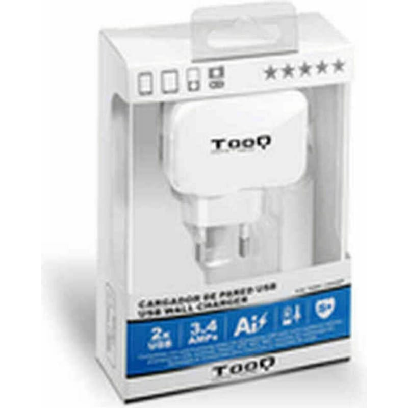 Tooq Sienas Lādētājs TooQ TQWC-1S02WT USB x 2 17W Balts 17 W