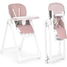Barības krēsls, barošanas krēsls, regulējams augstums, eko ādas siksnas, dubultā paliktnis rozā