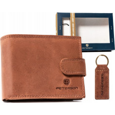 Peterson Подарочный набор: небольшой кожаный мужской кошелек и брелок -