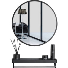 Leobert Apaļš spogulis ar plauktu 80cm, melns