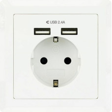 Tooq WSienas ligzda ar 2 USB Portas TooQ 10.35.0010 5V/2.4A Balts 2,4 A