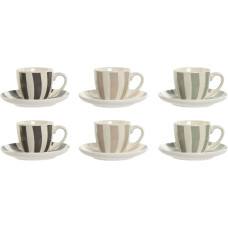 Home Esprit 6 krūžu ar šķīvi komplekts Home ESPRIT Zaļš Bēšs Pelēks Porcelāns 90 ml