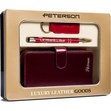 Peterson Подарочный набор: большой женский кожаный кошелек, брелок и ручка -