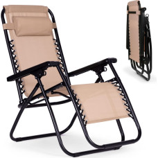 Sauļošanās krēsls dārza krēsls nulles gravitācijas regulējams bēšs