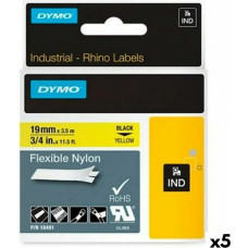 Dymo Ламинированная лента для фломастеров Rhino Dymo ID1-19 19 x 3,5 mm Чёрный Жёлтый Самоклеящиеся (5 штук)