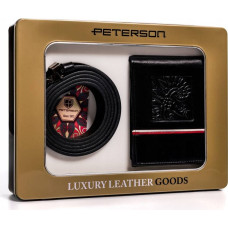 Peterson Подарочный набор: кожаный кошелек и мужской ремень -