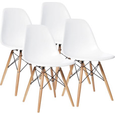 4 modernu baltu ēdamistabas krēslu komplekts