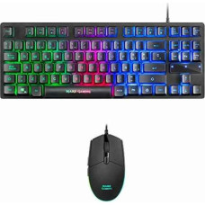 Mars Gaming Tastatūra ar Spēļu Peli Mars Gaming MCPTKLES 3200 dpi RGB Melns Spāņu Qwerty