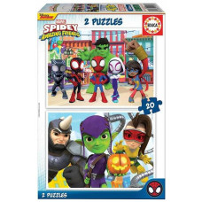 Educa Puzle un domino komplekts Educa Spidey & His Amazing Friends (2 x 20 pcs)