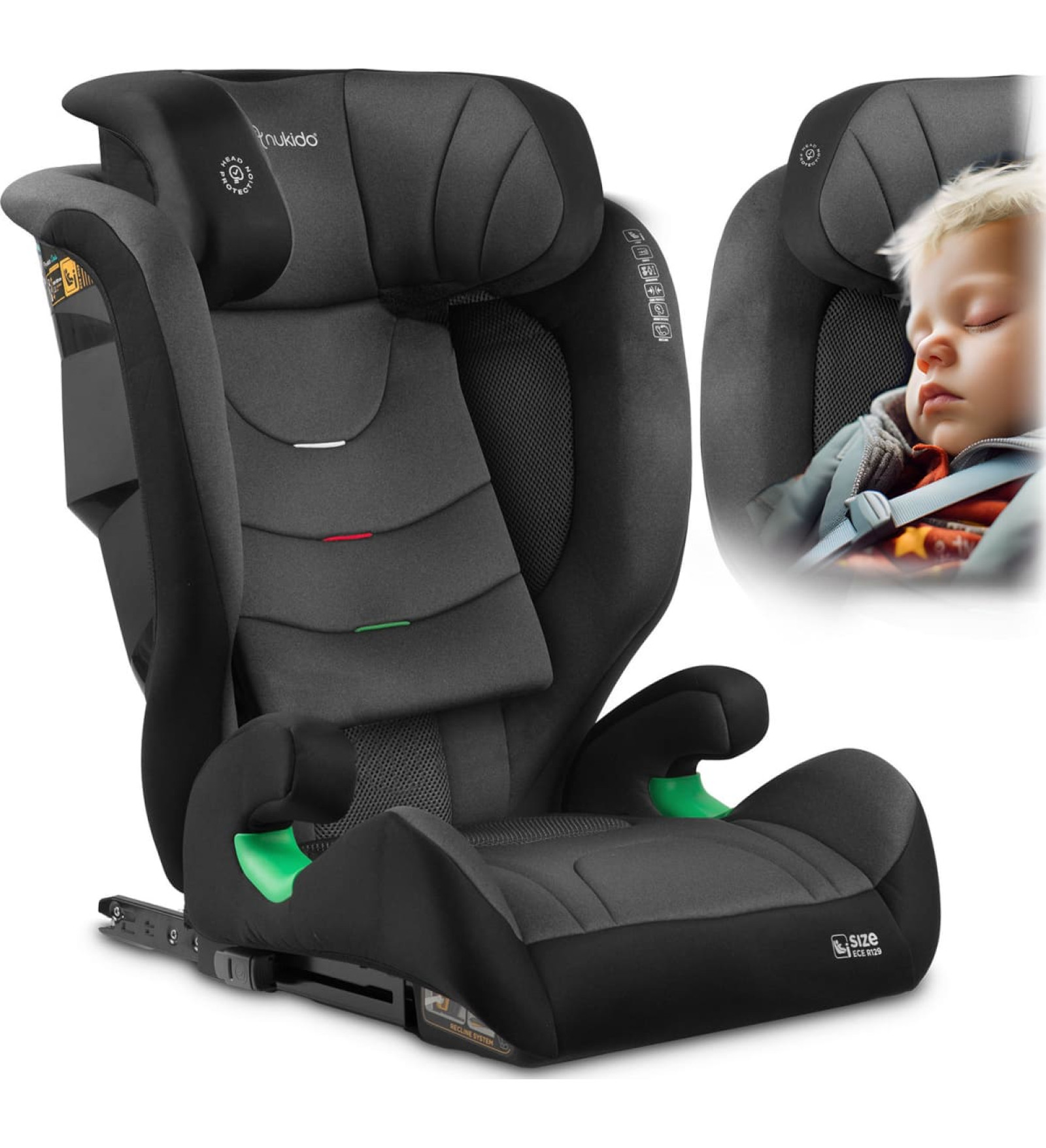 Nukido Louis Soft autokrēsliņš melns un pelēks 15-36 kg ISOFIX