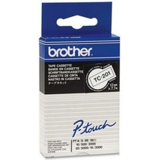 Brother Laminēta lente iekārtu marķēšanai Brother TC-201 Balts/Melns 12 mm 12 mm x 7,7 m