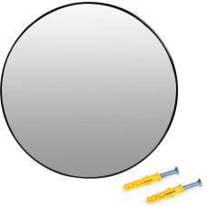 Sienas spogulis 80 cm, piekarināms moderns, melns alumīnija rāmis