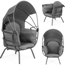 Cocoon dārza krēsls ar salokāmu baldahīnu, pelēks