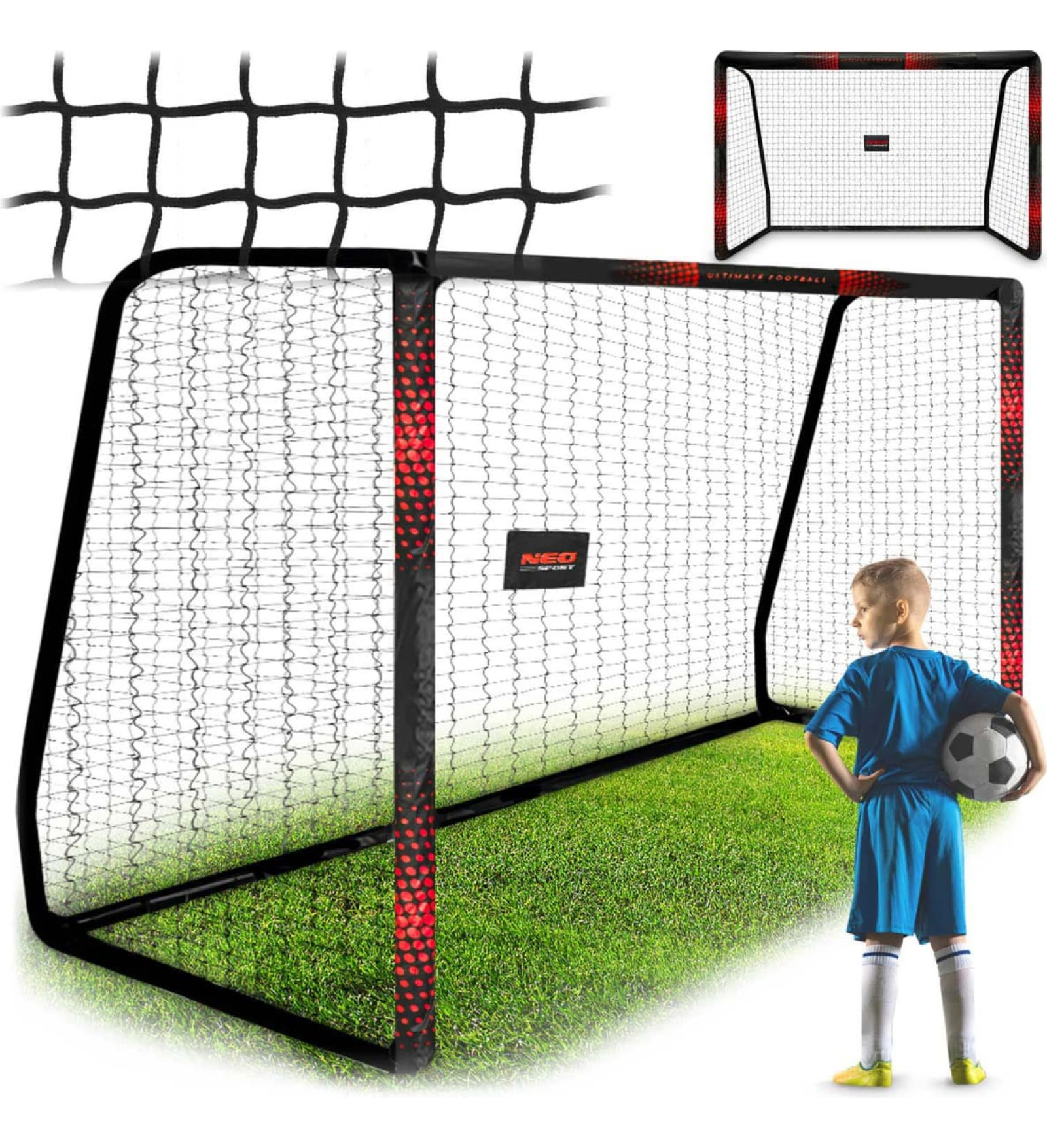 Neo-Sport Futbola vārti 300 x 200 x 120 cm NS-473 melnā un sarkanā krāsā