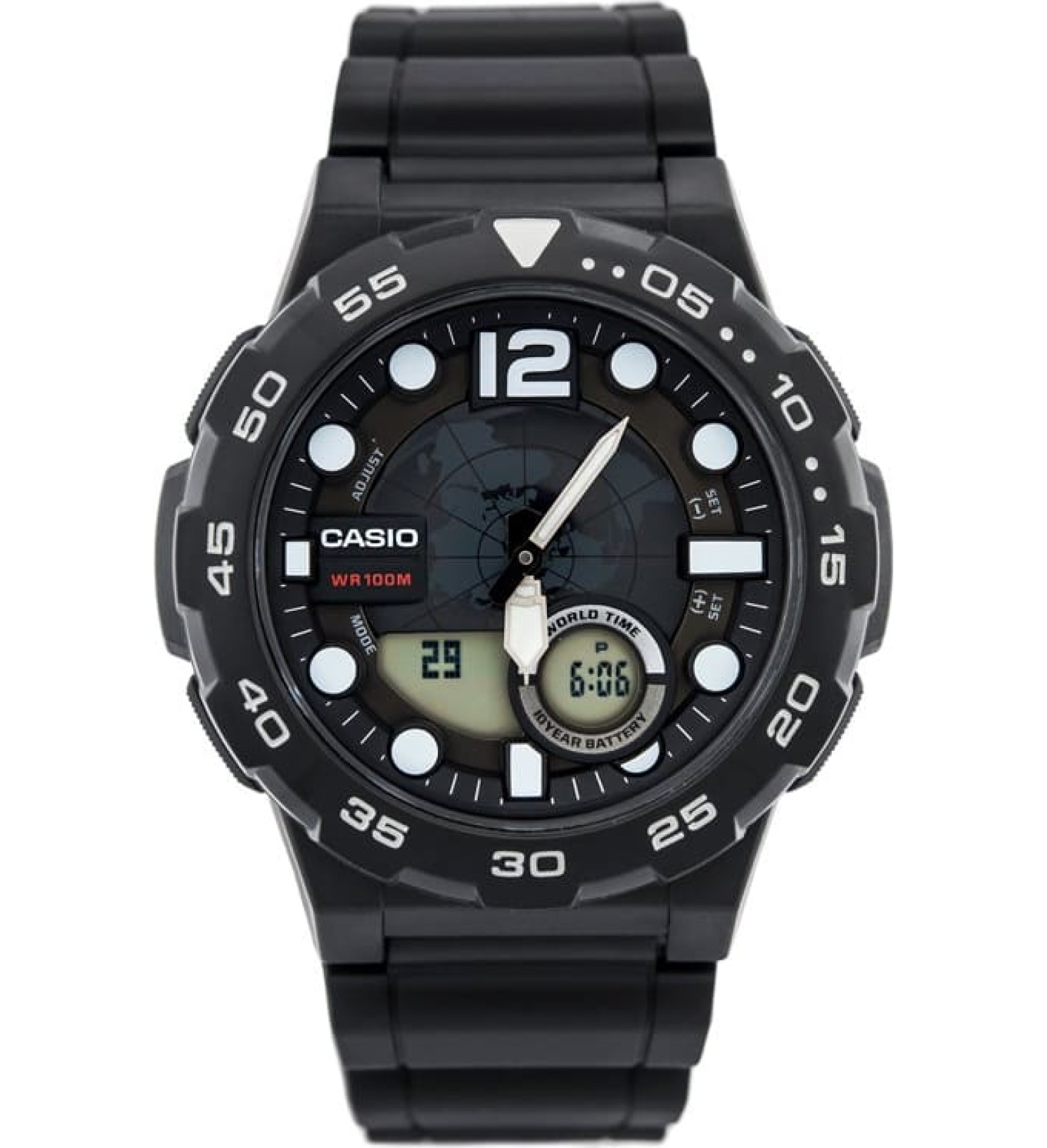 Casio VĪRIEŠU PULKSTENIS AEQ-100W 1AV (zd070a) — PASAULES LAIKS + BOX