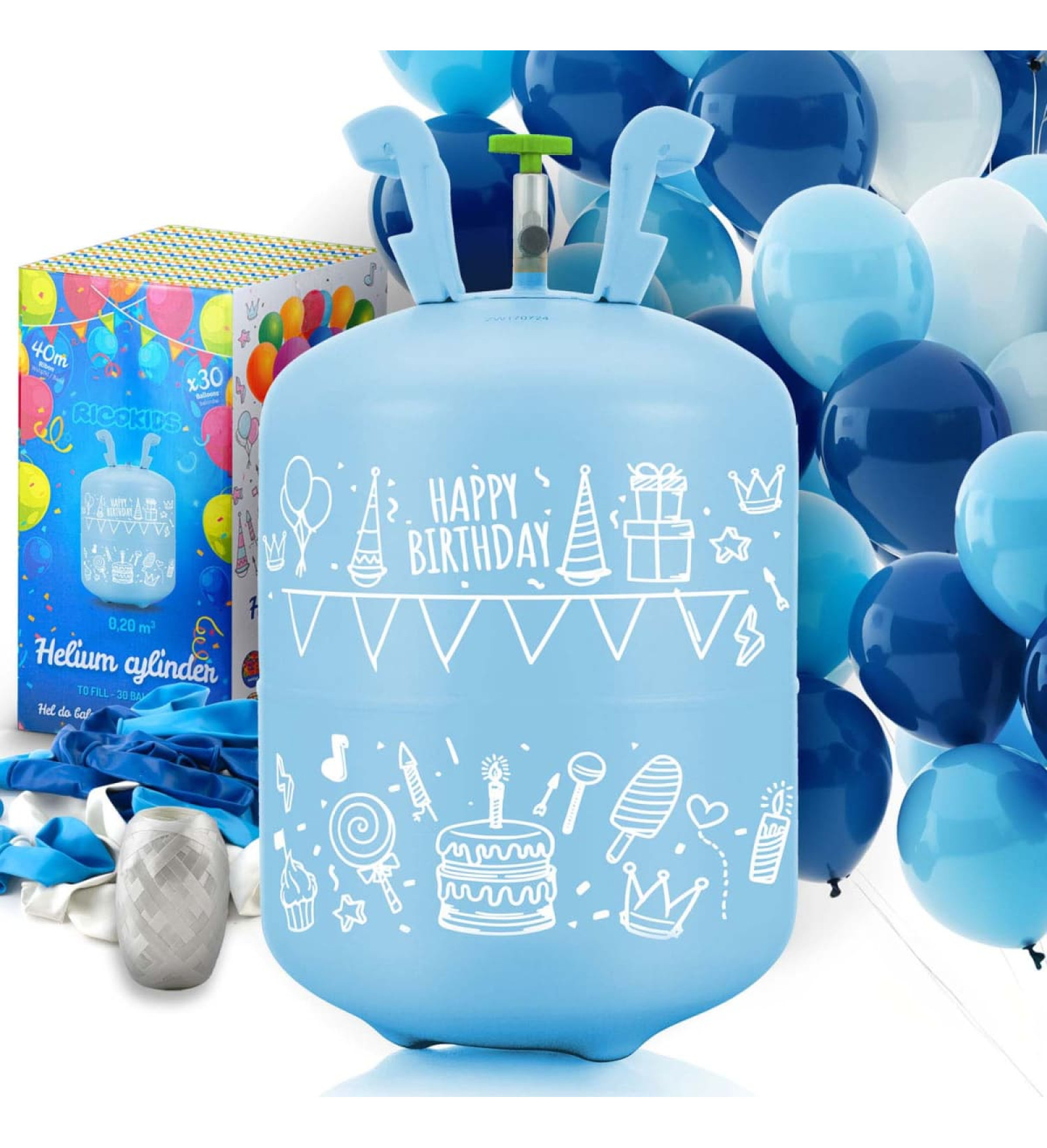 Ricokids Hēlija balons 0,20 m3 ar baloniem un lenti